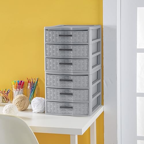 Miniatura 5 de BatanE Medium Weave 3 Drawer Unit Plastic, Cement, Set of 4
