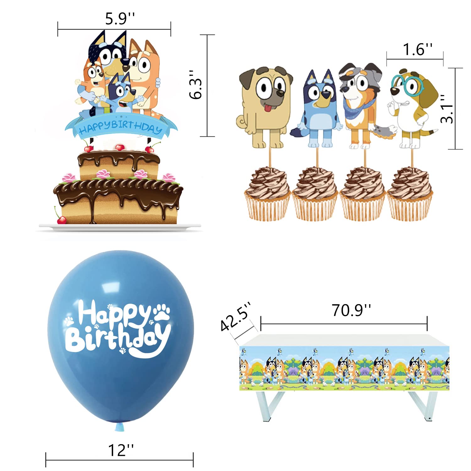 Artículos únicos para fiestas de cumpleaños de Bluey, Artículos para  fiestas de Bluey, Decoraciones de cumpleaños azules, Decoraciones de  fiesta azules