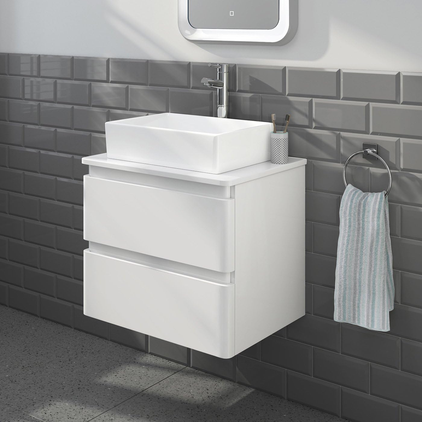 Modern Bathroom Furniture Countertop Basin Storage Unit Wall Hung Gloss