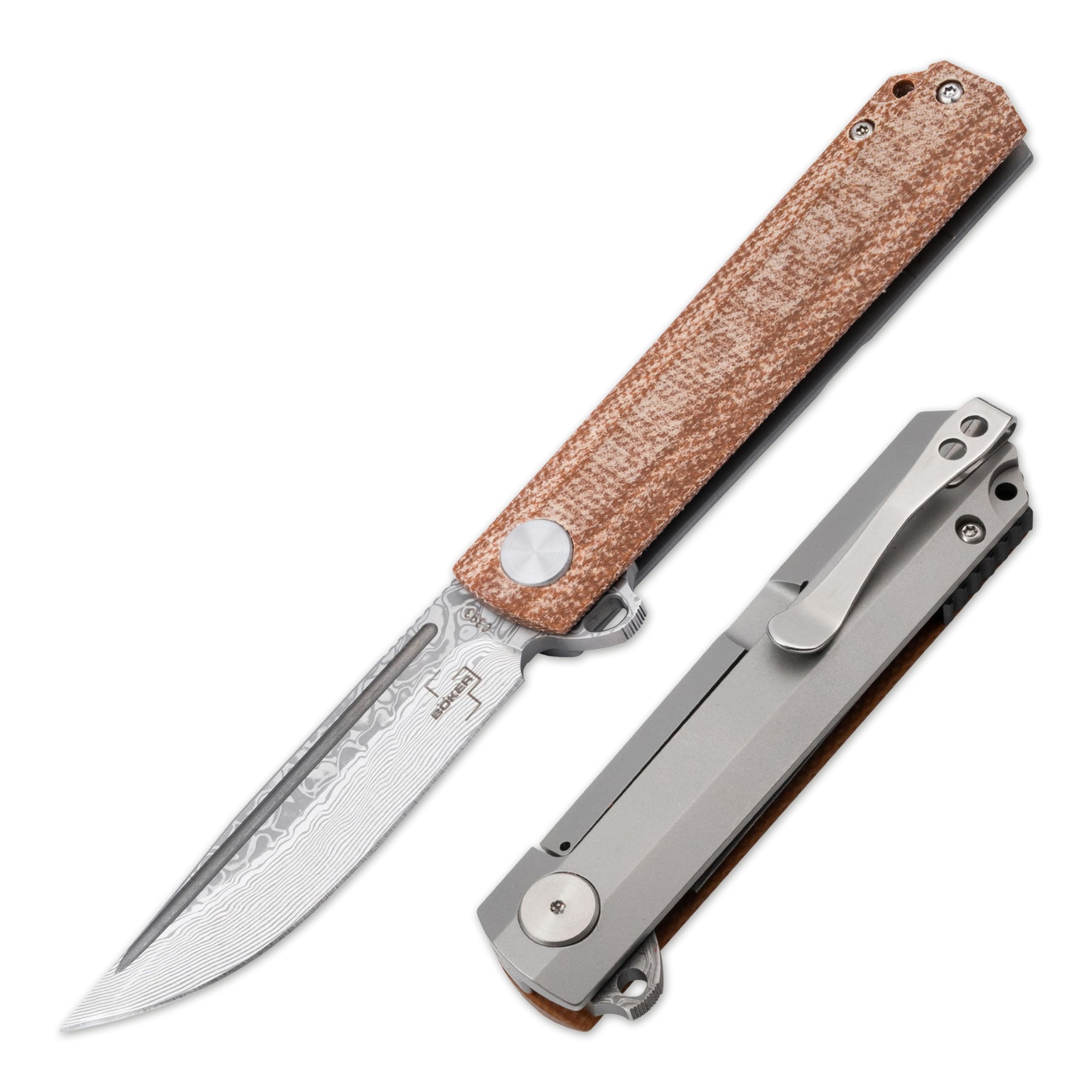 BÖKER PLUS® Cataclyst Flipjoint Damast Taschenmesser - hochwertiges Damaszener Klappmesser mit Clip & Flipper - klappbares EDC Gentleman Folder Messer 42a konform