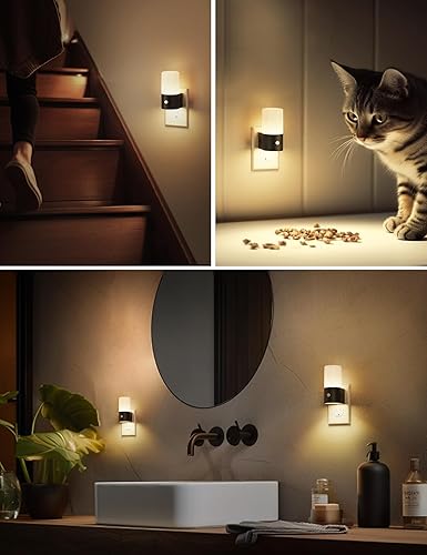 Miniatura 5 de L LOHAS LED Luz nocturna con sensor de movimiento, 2 unidades Luz nocturna activada por movimiento enchufable a la pared, regulable 100 lúmenes,