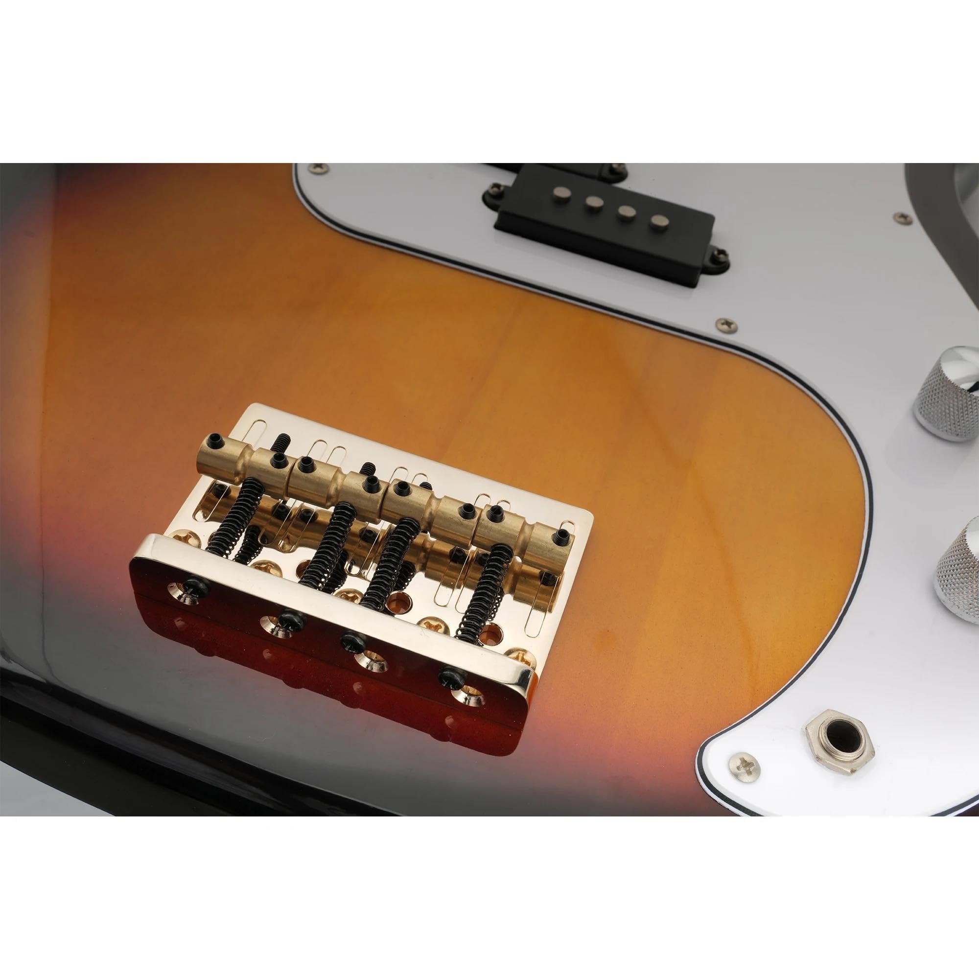 Mostek Gitarowy Rozstaw 57 Mm Mosiężne Siodełka Hardtail Płyta Ze Stopu Cynku 4 Strunowy Mostek Basowy(Gold)