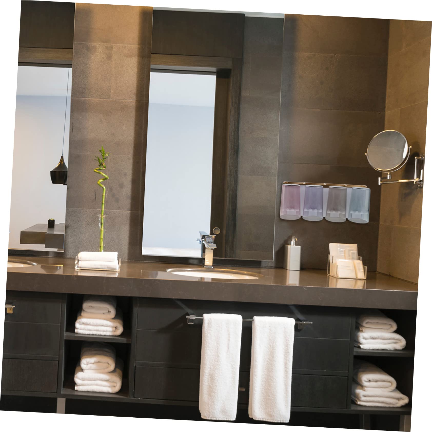 ABOOFAN Porta Spazzolini da Parete Multifunzione in Abs, Installazione senza Fori, Antiruggine, per Bagno e Dormitorio, Bianco, 4 Posti