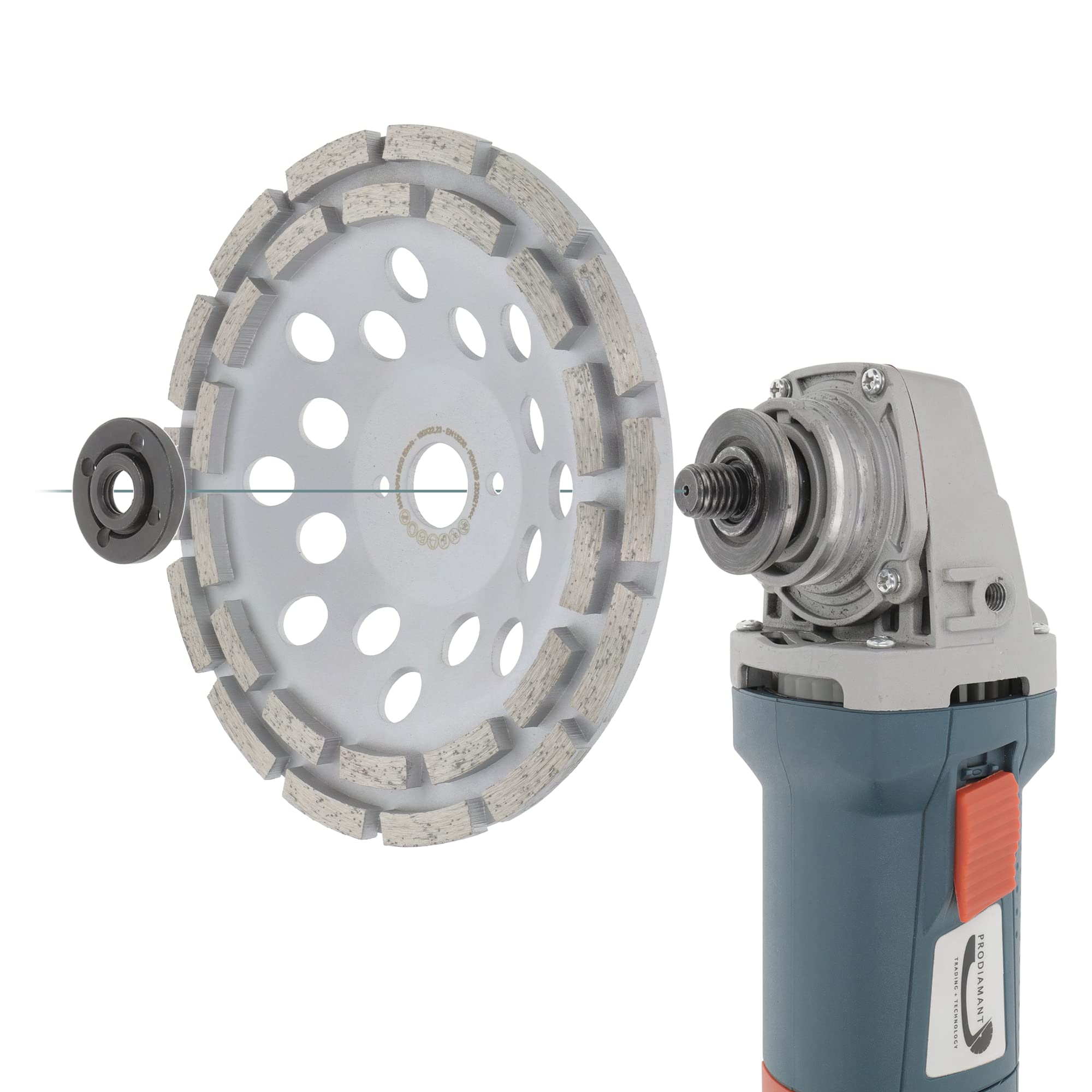 PRODIAMANT Meule Assiette Diamantée 180 mm Béton Universel Double Rangée 22,2 mm