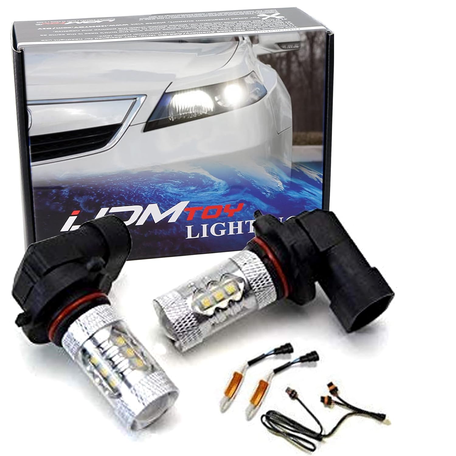 iJDMTOY (2) Xenon White 80W 9005 CREE LED High Beam Daytime Running