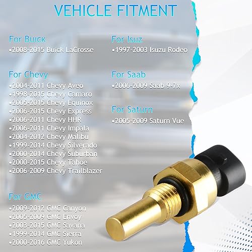 Miniatura 2 de Sensor de temperatura del refrigerante del motor compatible con Chevy Cavalier Cobalt Equinox Express Silverado 1500 2500 HD 3500 GMC Sierra Pontiac