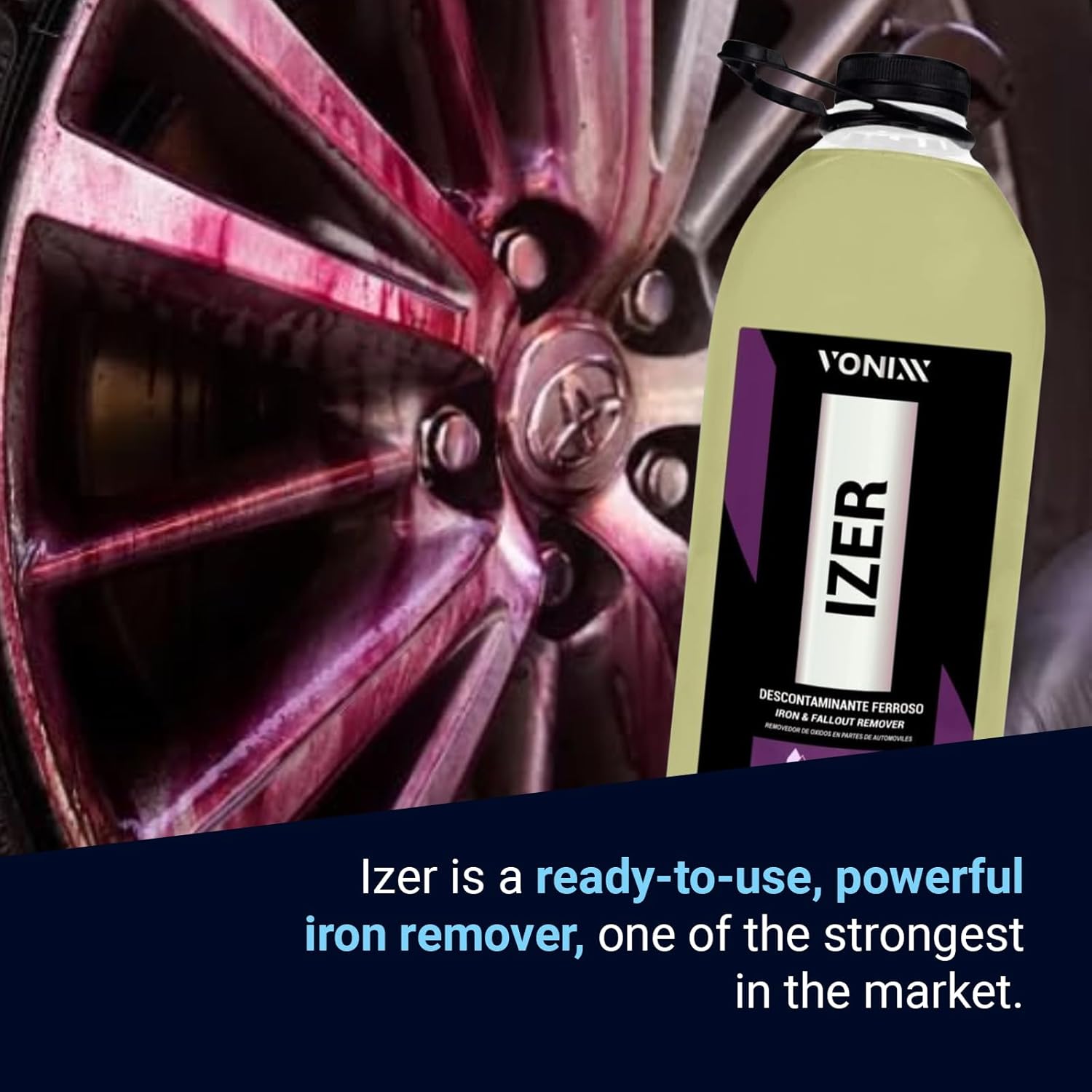 Vonixx Izer Iron Remover| pH-Neutral, Non-Acidic Formula | Easy Application | Reduced Odor Formula | Keep Your Vehicle Looking Like New | Car Detailing Supplies | 101.4 fl oz (3L)