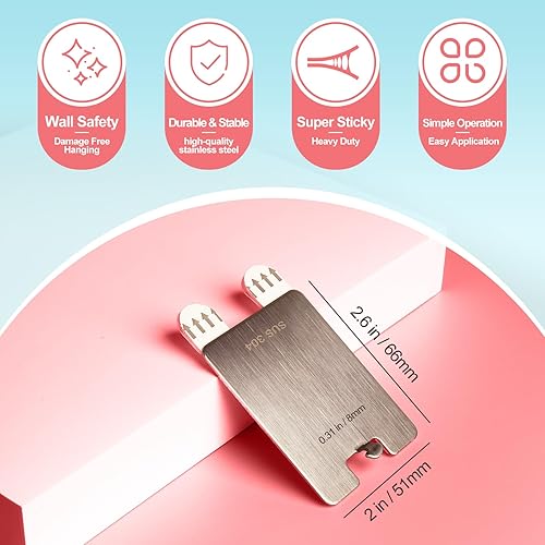 Miniatura 8 de Perchas de metal para marcos de fotos para colgar sin daños, ganchos para colgar fotos que no dañan la pintura de pared, ganchos de pared de dientes