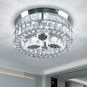 Finktonglan 30W Crystal LED Ceiling Light, 3-Leaf, 6000K Cool White [Energy Class E]