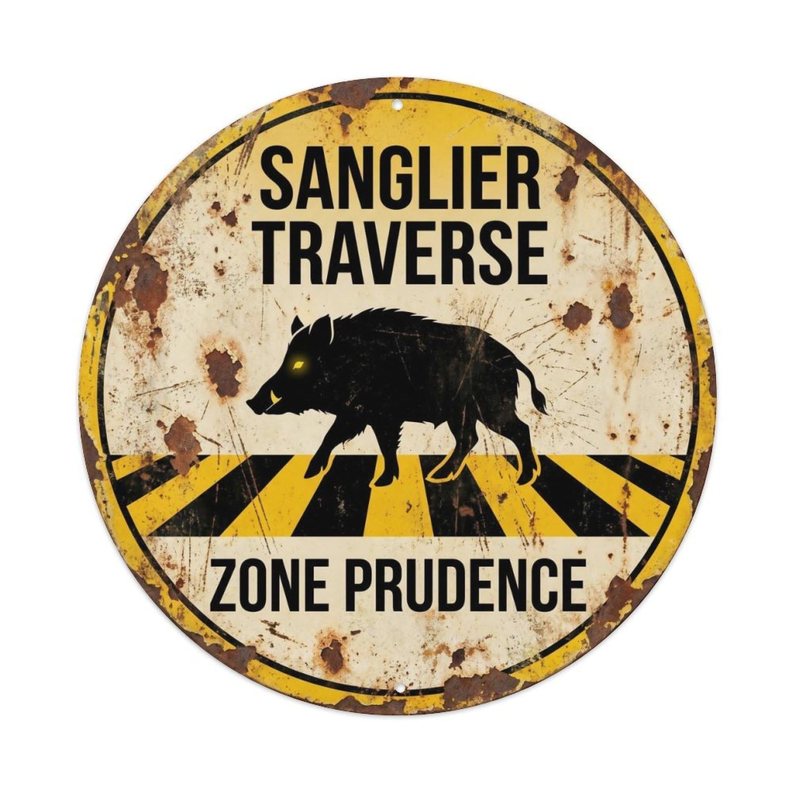 Olyhtr 8X8inch Classic Style Boar Wildlife Crossing Road Safety Whimsical Weathered Metal Tin Sign