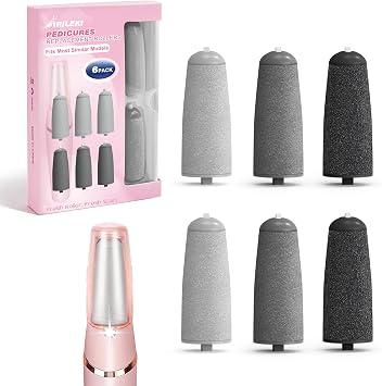 Upgraded Pedicures Replacement Heads for Flaweless Pedi Electric Callus Remover Foot File Replacements, Grinders Roller Heads - 3 Coarse/Fine Grit Sizes 2 of Each