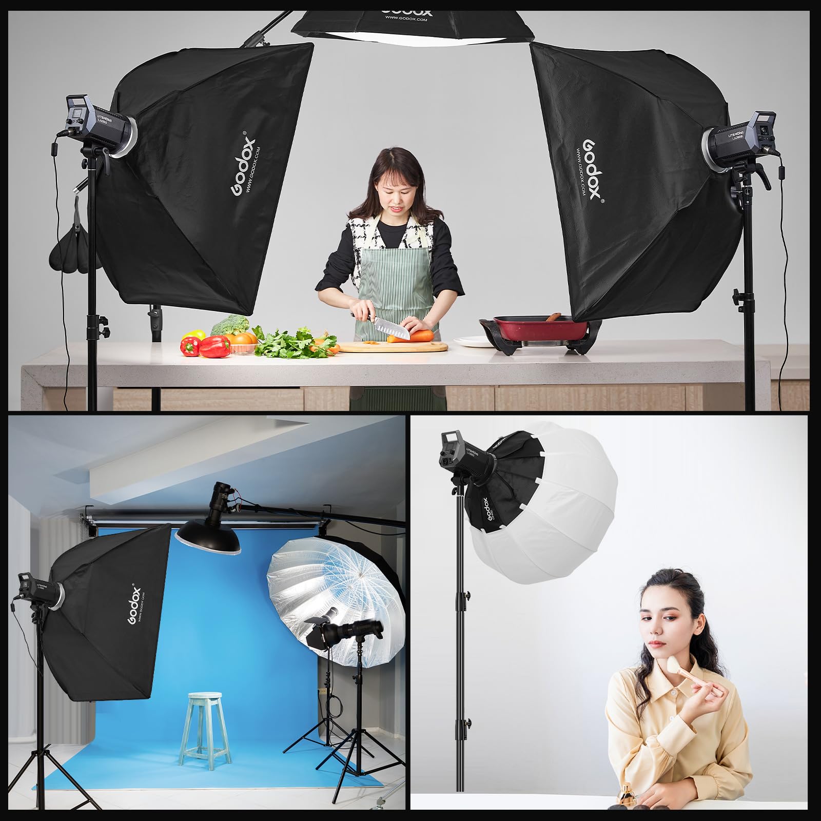 Godox Litemons LA200D Luce Video Led 230W,Daylight Continuous Output Light 5600K CRI 96+ TLCI 97+,101000lux con 8 effetti FX Bowens Mount e controllo APP per Livestreaming, video, Youtuber, Studio