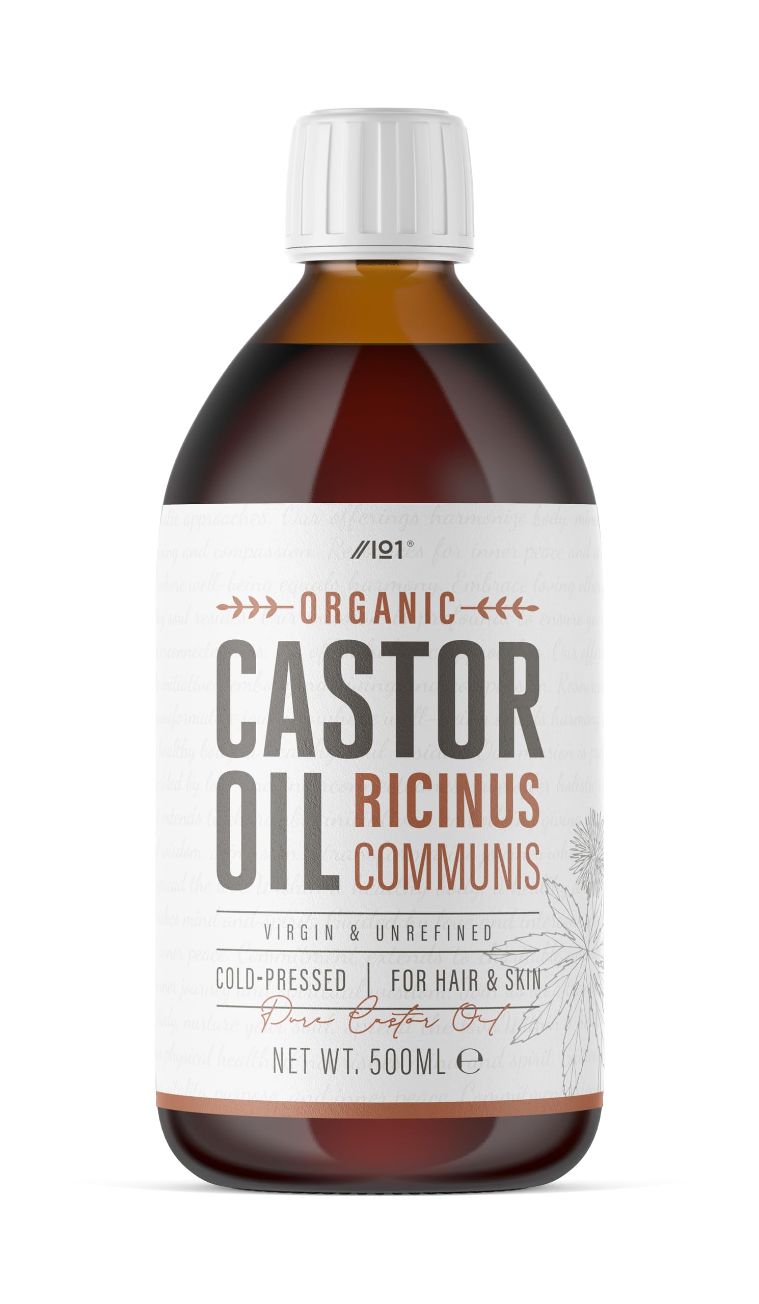 Organic Castor Oil 500ml - 100% Unrefind & Cold Pressed - Hexane Free - for Skin & Hair - Sustainably Sourced - By Alpha01