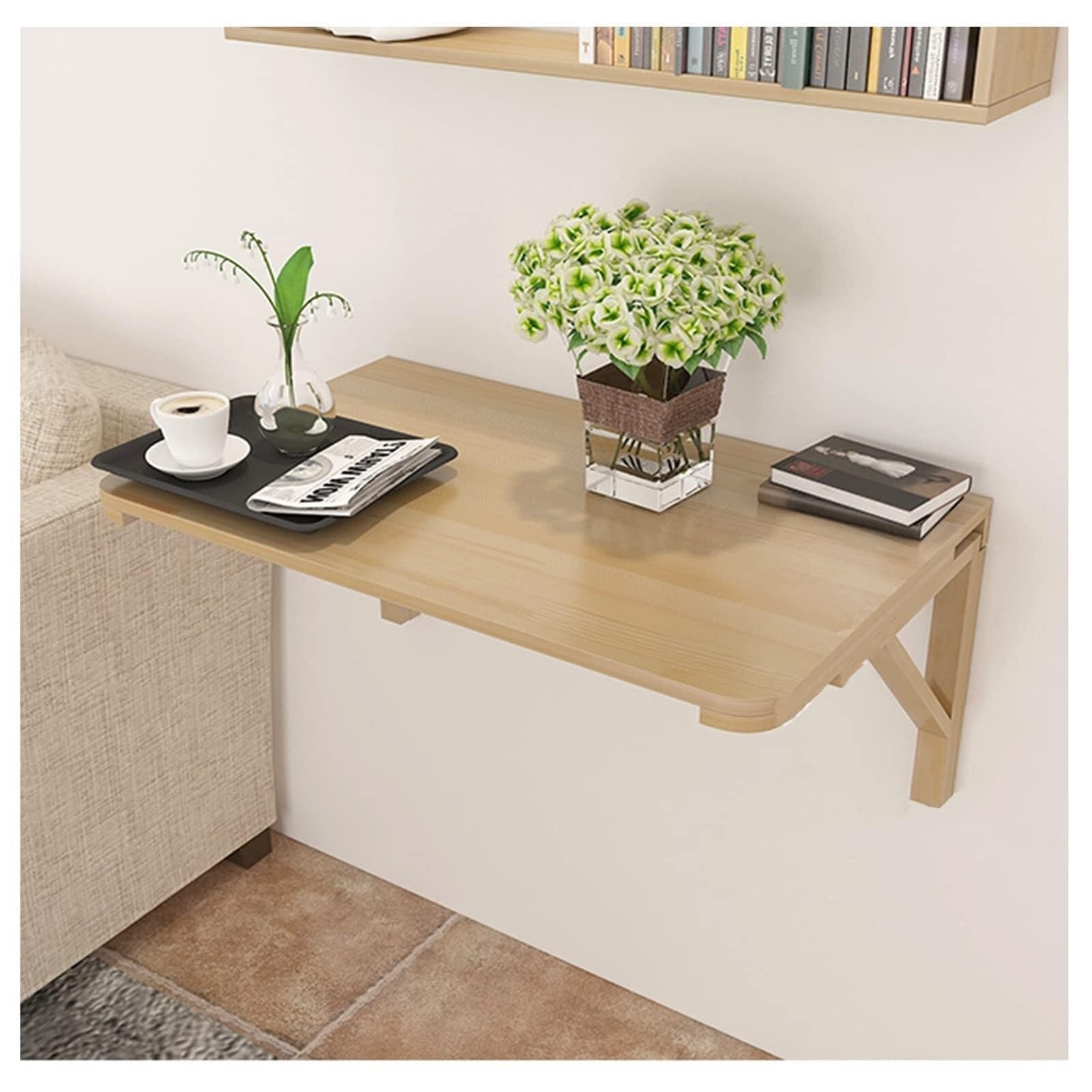 GBRJUYF Wall Mounted Table Drop Leaf Tables Wall Mounted Folding Table Wood Wall Mounted Table Stable Sturdy Wall Table for Kitchen Laundry(120X40cm)