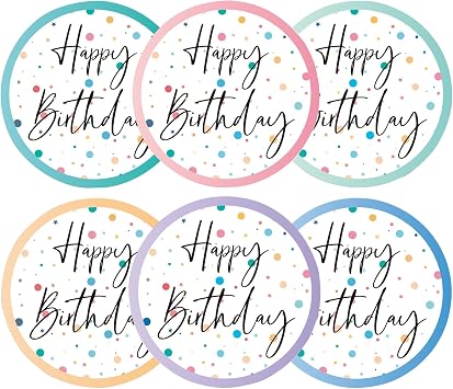 Anwyll Happy Birthday Stickers for Kid - 120Pcs 2Inch Happy Birthday Stickers for Adult Personalized Colorful Macron Birthday Sticker Self Adhesive Birthday Seal Label Sticker for Card Envelope Gift