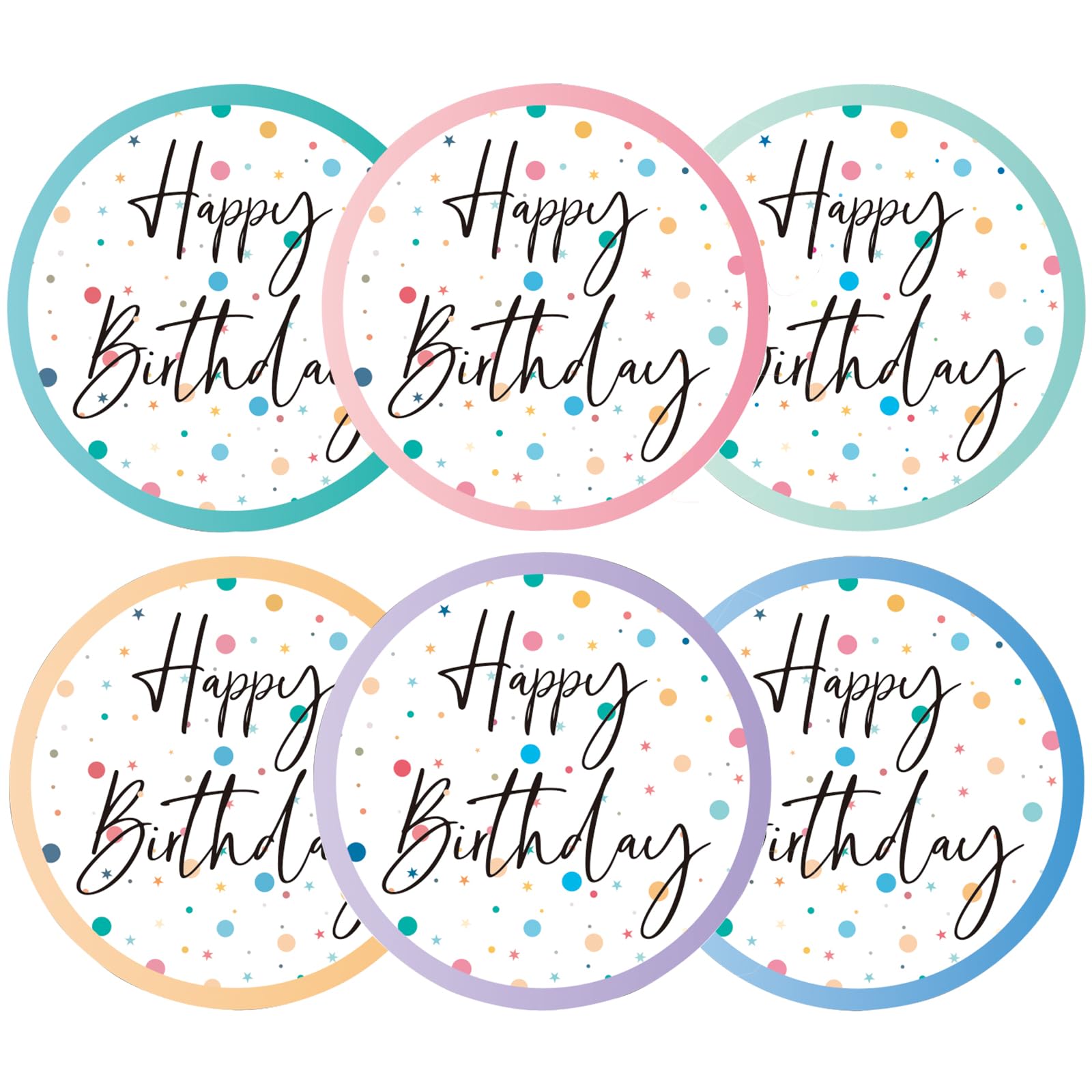 Anwyll Happy Birthday Stickers for Kid - 120Pcs 2Inch Happy Birthday Stickers for Adult Personalized Colorful Macron Birthday Sticker Self Adhesive