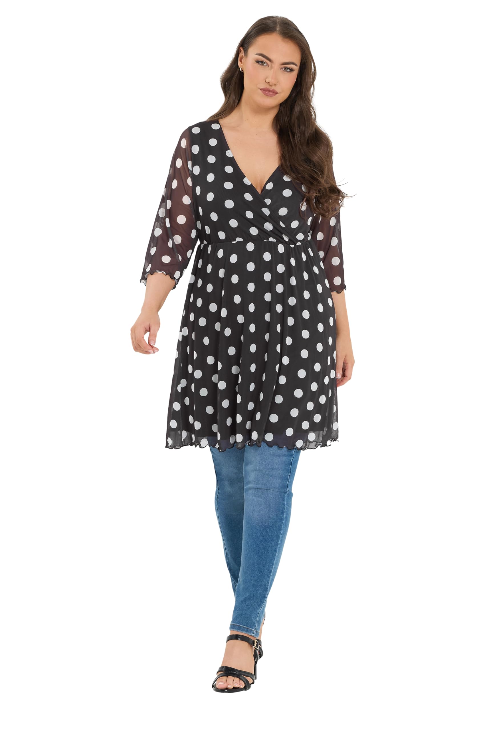 Yours Women's Black Polka Dot Tunic Top In | : 26/28