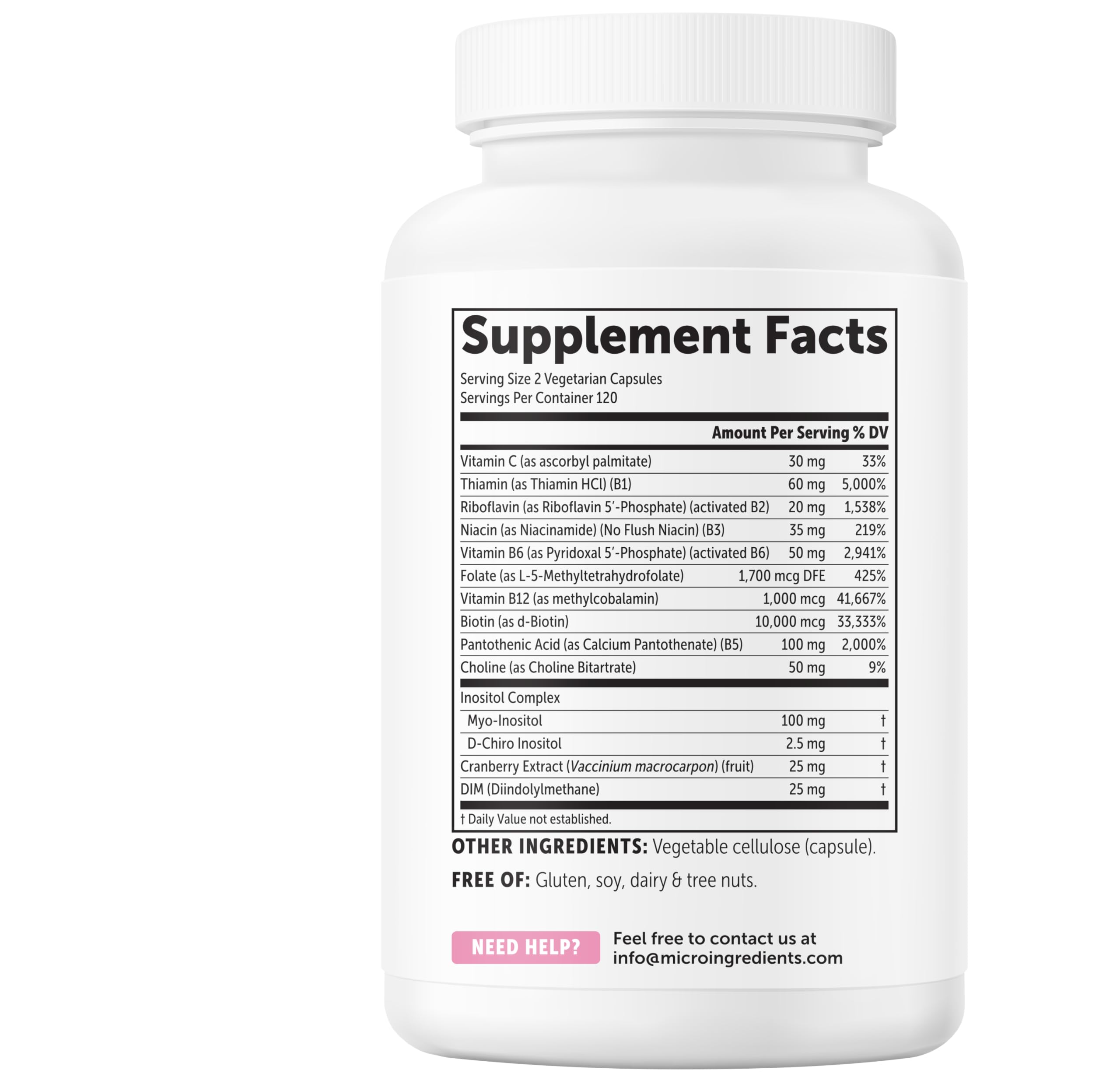 Micro Ingredients Methylated B Complex for Women, 240 Vegetarian Capsules | Activated B Vitamins with Methylfolate, Methyl B12, DIM & Inositol Complex | 14-in-1 Bioactive B Vitamin Formula — Amazon image 8