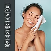 Vista 24 de Infinitee Xclusives Paños de lavado de 100 % algodón de alta calidad para ducha, paquete de 4, 12 x 12 pulgadas, altamente absorbentes, para baño