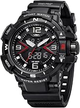 V2A Stryke 50mm Analog Digital Watch for Men | Red X Tactical Dial Design | Alarm Stopwatch Backlight Day Date | Rugged Sports Watch with TPU Strap | 50M Water Resistant | Gift for Mens