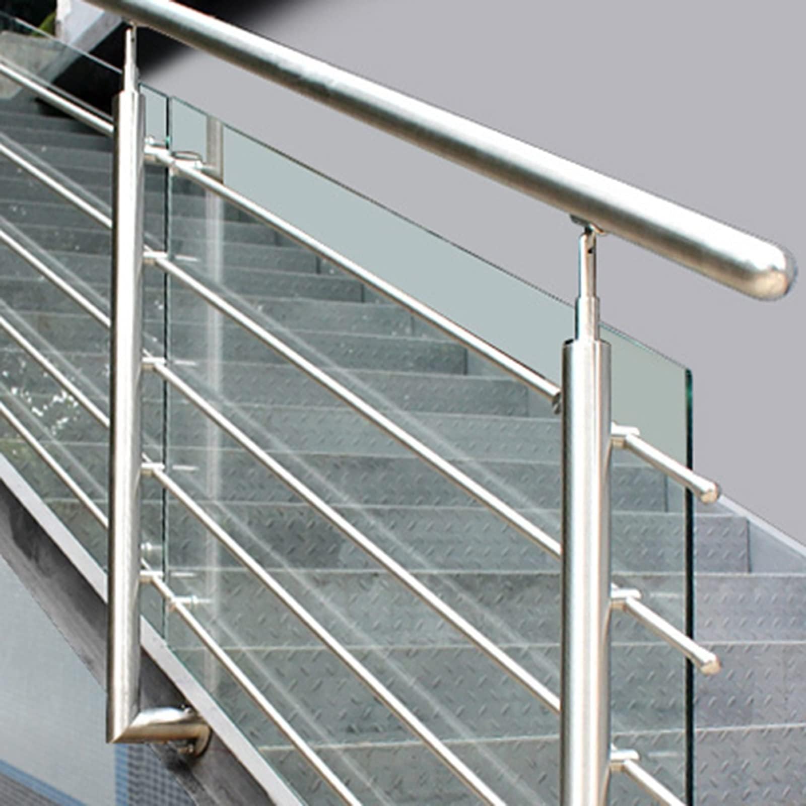Stairs Railing for Outdoor Concrete Steps Wall Mount - Modern Stainless Steel Grab Bar With Brackets, Garage/Patio/Balcony (Size : Length 140cm(55.1 inch))