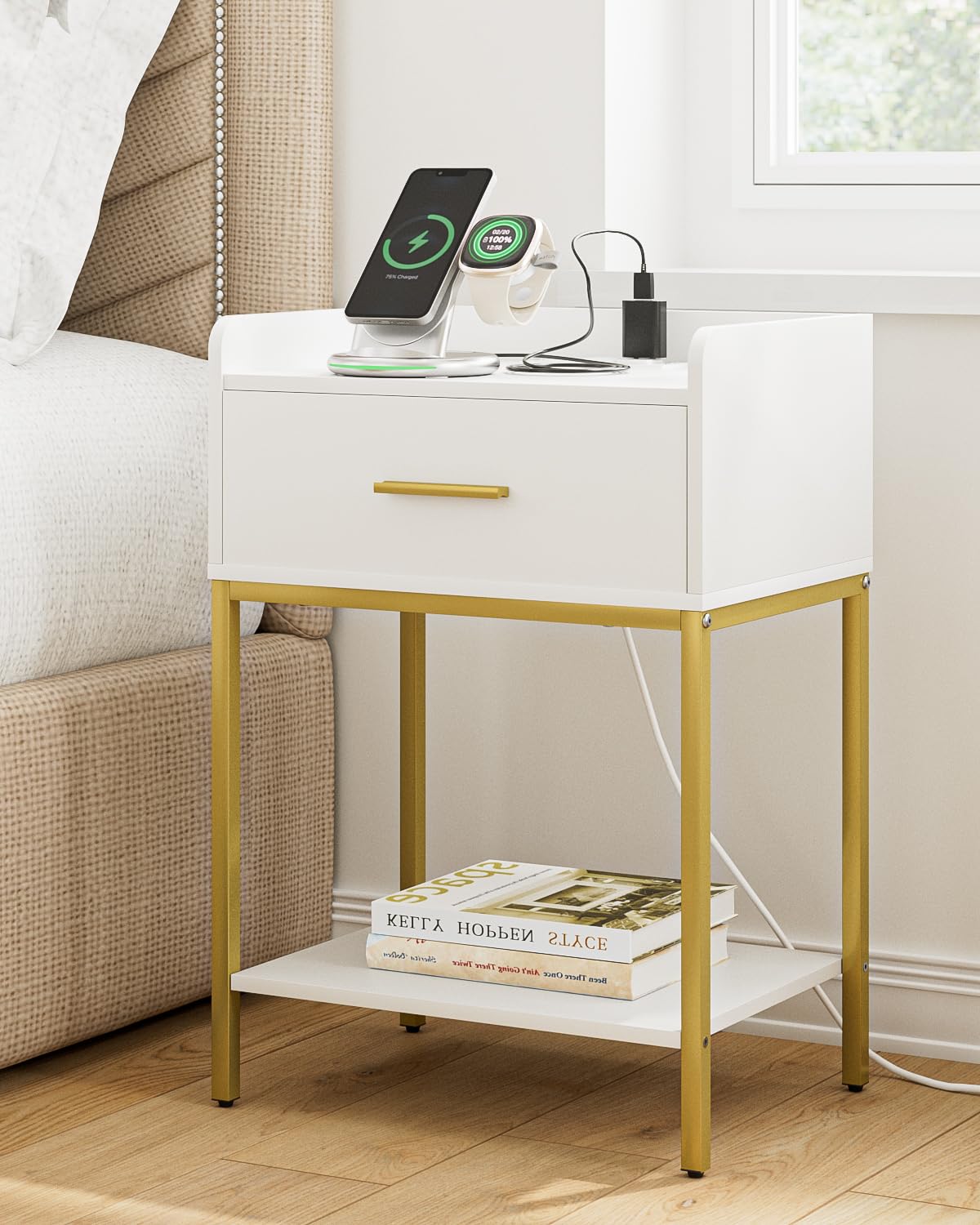ヒステリックグラマー HEAD PHONE WOMAN SIDE TABLE Amazon.com: Aienvey Nightstand with Charging Station,Bedside Table