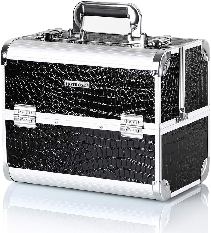 Hotrose Extra Large Space Storage Beauty Box Make up Nail Jewelry Cosmetic Vanity Case (Black 2)