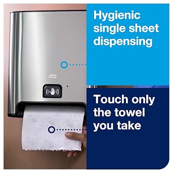 Tork Matic Hand Towel Roll Dispenser with Intuition Sensor, Stainless Steel, Image, H1, One-at-a-Time Dispensing, Wall Mount, 461202