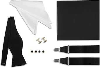 Tuxedo Set - Suspenders, Cufflinks & Studs, Bow Tie, Pocket Square & Box