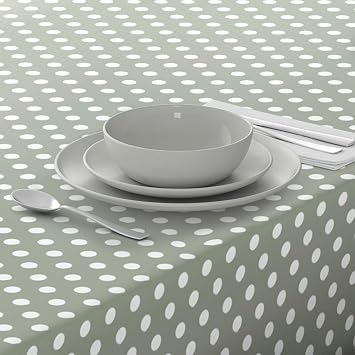 Home Direct Rectangular Oilcloth PVC Wipe Clean Tablecloth Table Cover 140cm x 180cm 55x70 Polka Dot (Sage Green)