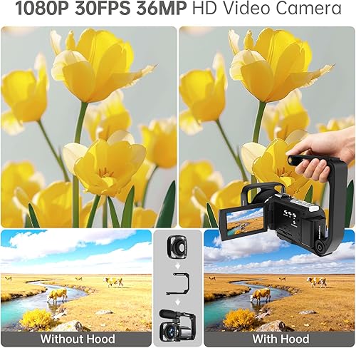Miniatura 5 de Videocámara Full HD 1080P 30FPS 36MP IR visión nocturna Cámara para grabar videos para YouTube, LCD de 3.0 Pulgadas con rotación de 270 Grados Zoom