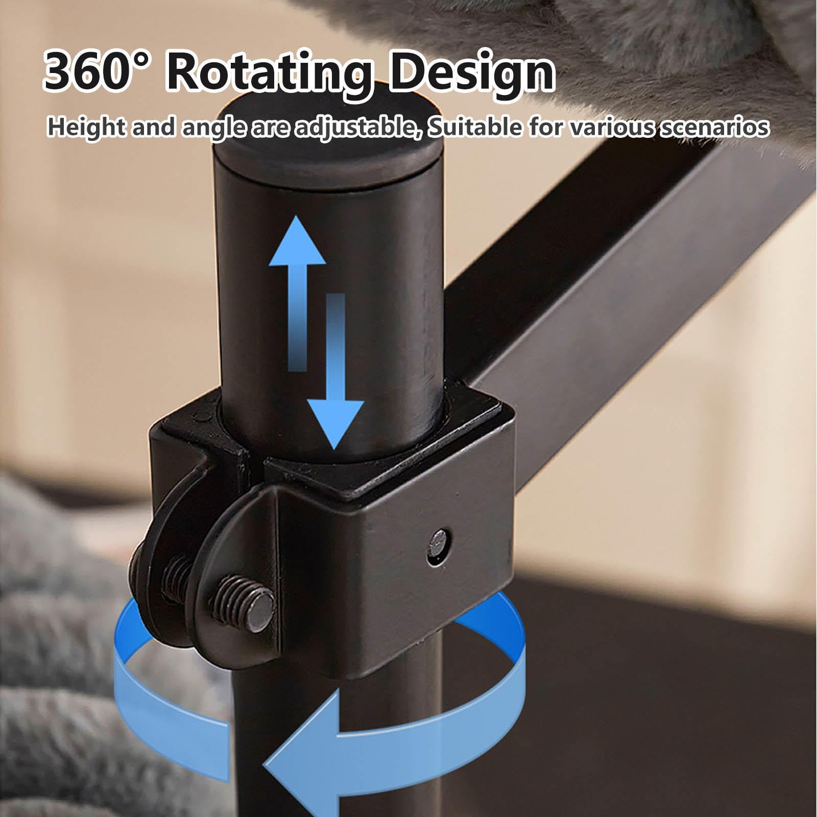 Cuccia Gatto Chiusa, Rotazione a 360° Altezza Regolabile Letto Gatto con 2 Tessuti Lavabili per Casa e Ufficio,Gray