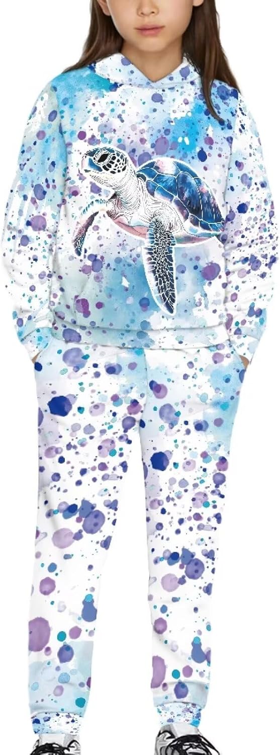 Pensura Kids Long Sleeve Hoodie & Sweatpants Outfit Set of 2, Oversized Pullover Hoodie Pants