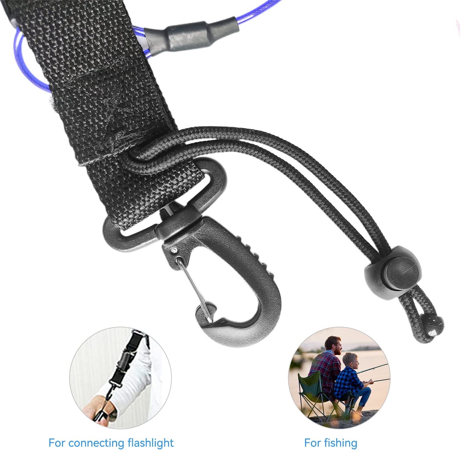 Lanière De Sécurité Pour Caméra De Plongée - Bobine 1,5m Avec Clips - Noir - Taipintee