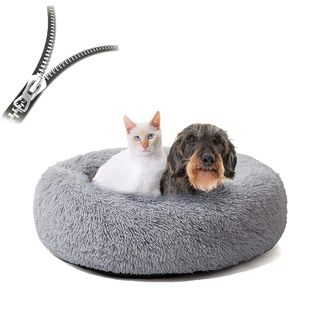 Cama para perros, cama para gatos, redonda, mullida, cama para gatos, extraíble, lavable, cojín para perros