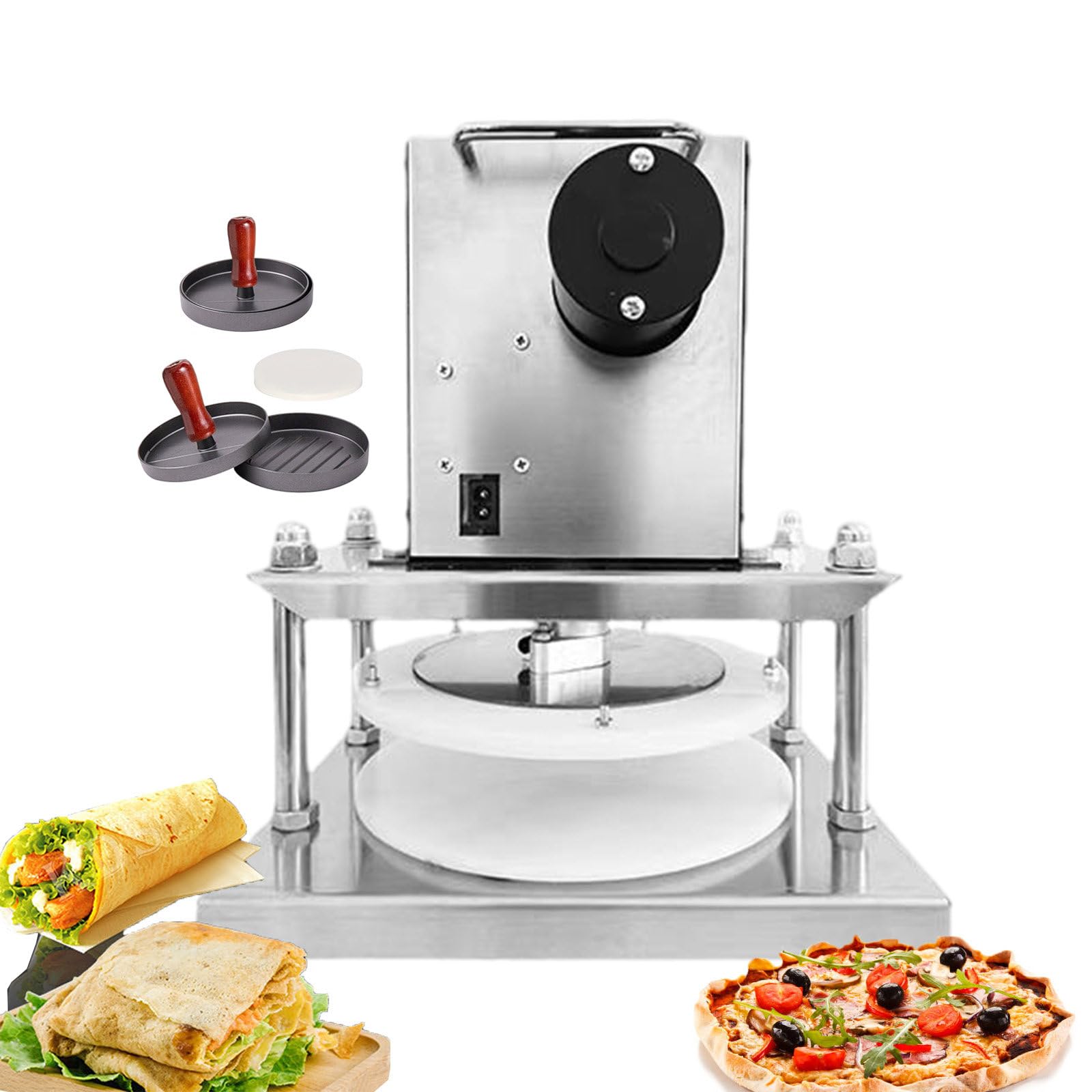 UMJIGF Electric Pizza Dough Press Machine 2000w Commercial Electric Rolling Pin Pizza Forming Machine Pizza Paste Making Tool for Pressing Pizza Pancakes,25cm,25cm