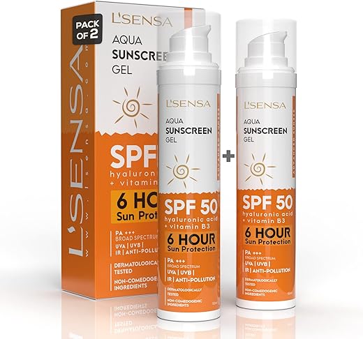 L’SENSA Sunscreen SPF 50 P+++, (Pack of 2) 6hr Sun Protection & Waterproof, Made with Korean Technology, Free from Oxybenzone, For Oily, Sensitive…