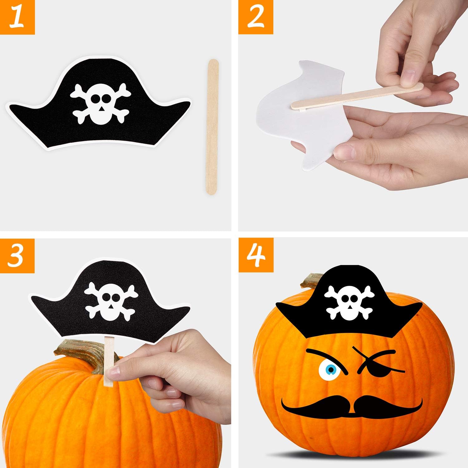 28Ct Halloween Pumpkin Decorating Crafts - Make Your Own 3D Jack-O-Lantern Face Decoration Foam Cutout Trick or Treat Party Favors