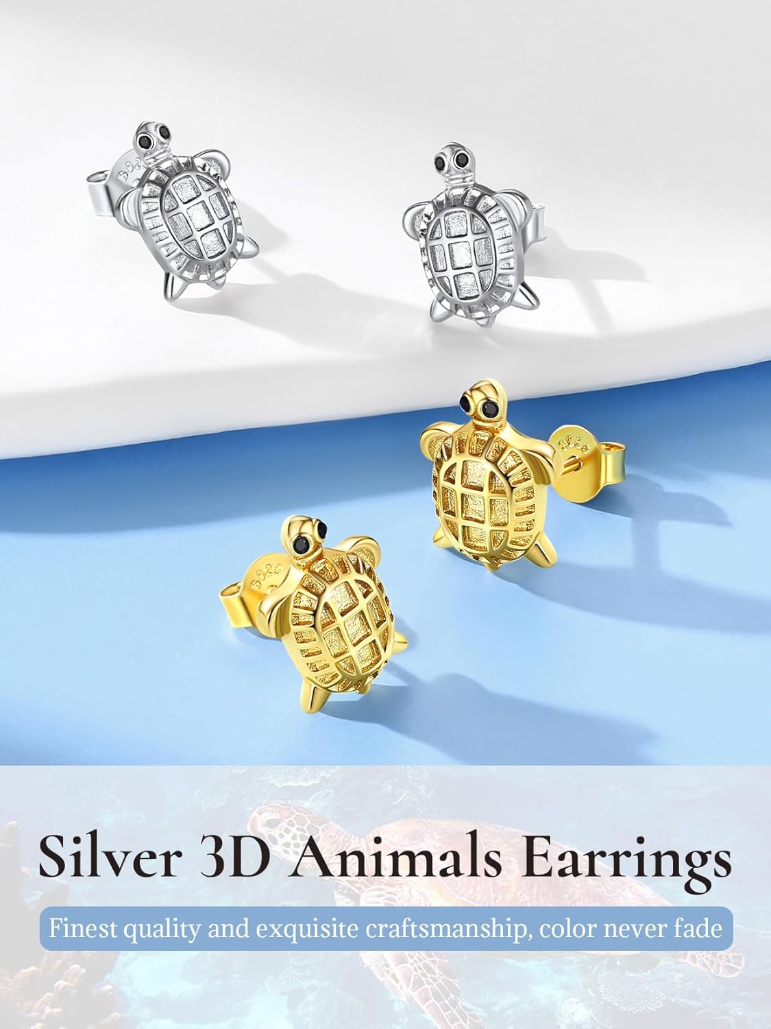925 Silver Cute Pig/Panda Bear/Dog/Cat Earrings Stud Solid Sterling Jewelry " Kiss me Hug Me" 3D Kitten Earring