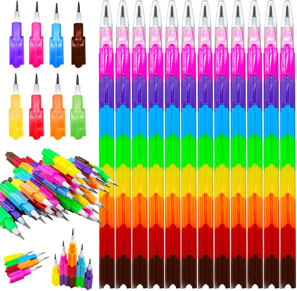Stacking Pencils, 30 Pcs Non-Sharpening Stackable Pencil, Rainbow Buildable Pencil for Kids Writing, Drawing, Party Favor, School Supplies (8 Color)