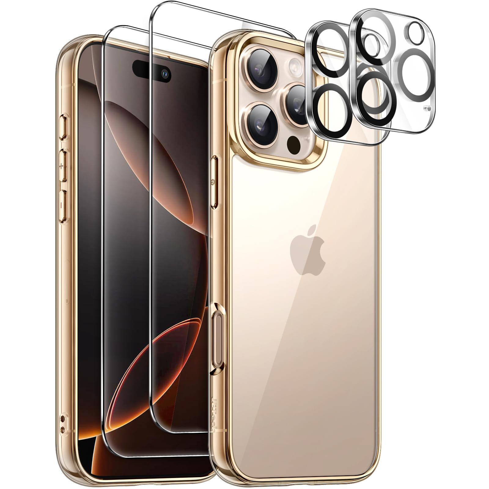 JETech 5 in 1 Case for iPhone 16 Pro Max 6.9-Inch with 2 Pack Each Tempered Glass Screen Protectors and Camera Lens Protectors, Non-Yellowing