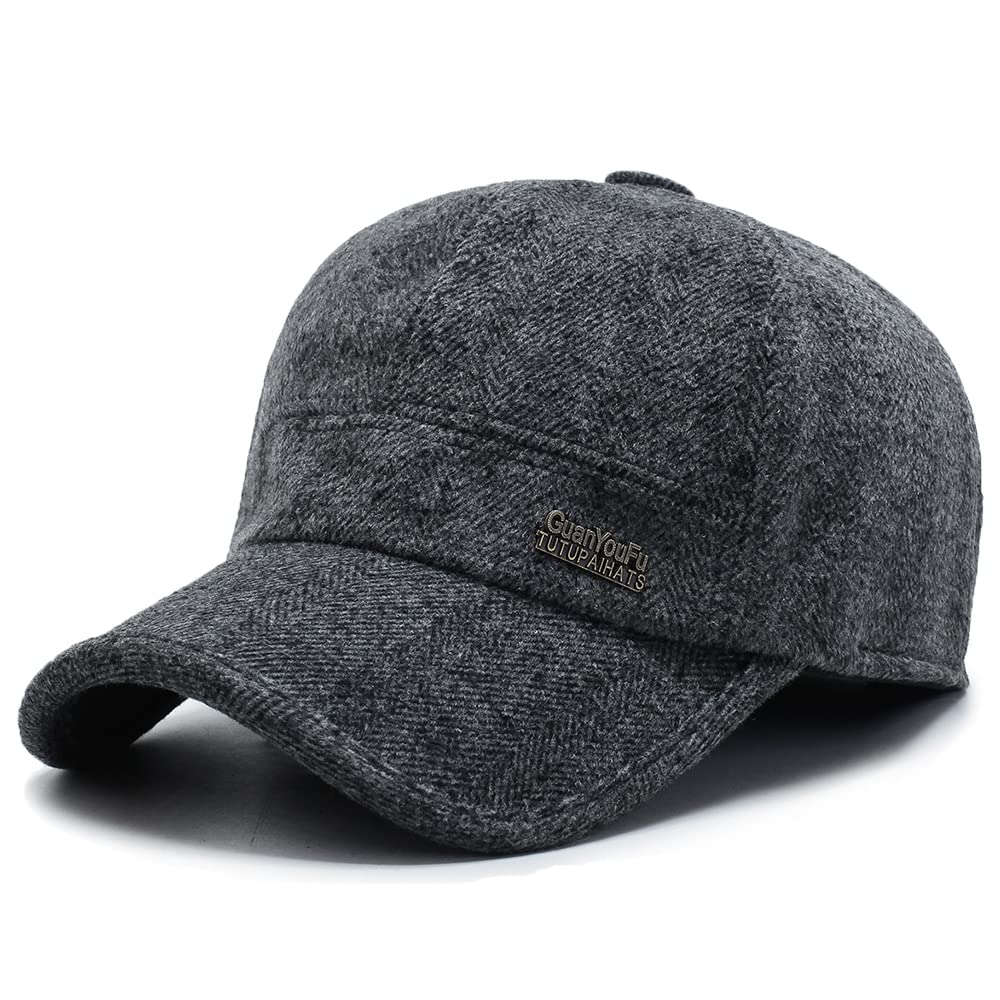 Gorra de béisbol con orejeras tweed for invierno, gorro lana for hombre, térmico, grueso y cálido