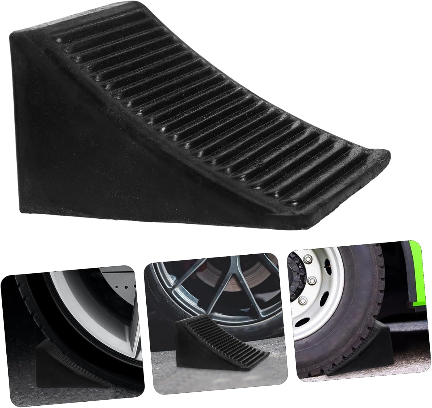 Ciieeo 2pcs Rubber Wheel Chocks Anti Slip for Vehicle Parking