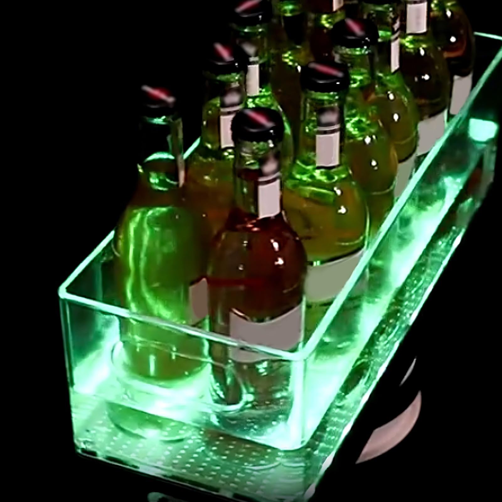 Enfriador de Botellas Acrílica LED para Champán Cubitera Recargable Que Cambia de Color Botellero Vino para Reuniones Familiares, Bares Informales, Fiestas Privadas(White,20 * 20 * 20.5cm)