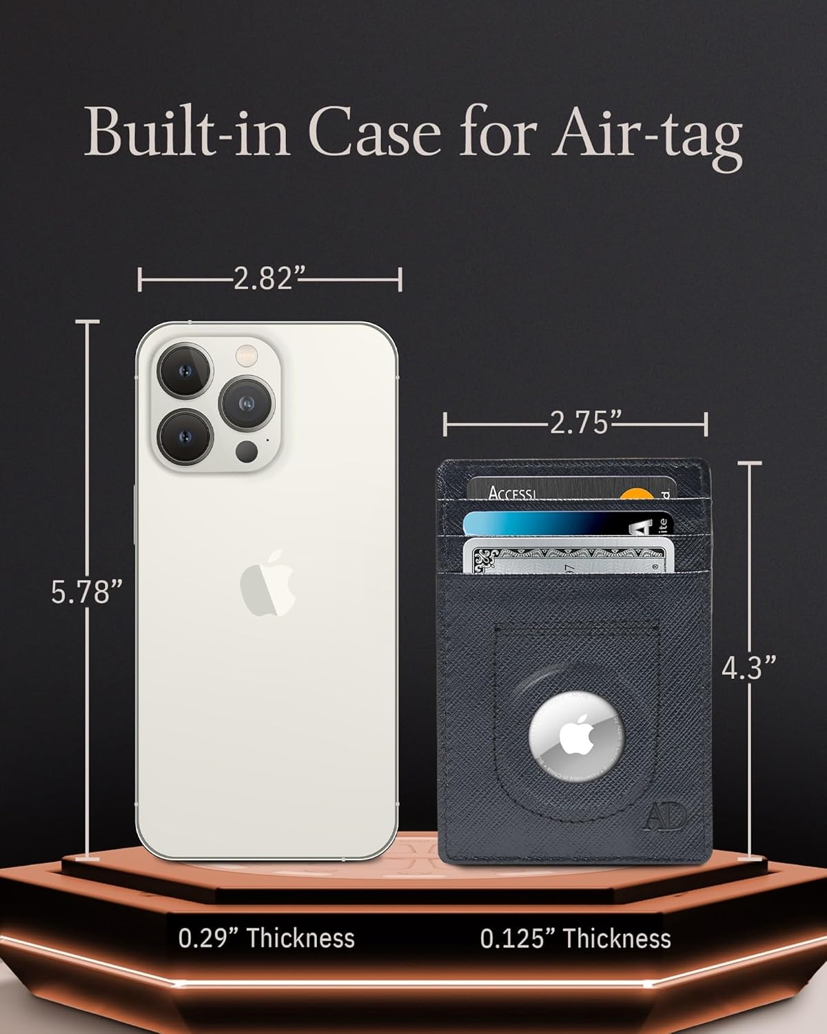 Access Denied Genuine Leather Air Tag Holder - Slim Minimalist Wallets For Men & Women - Front Pocket Thin Mens Wallet RFID Credit Card Holder Gifts For Men - Air Tag NOT Included - Image 2