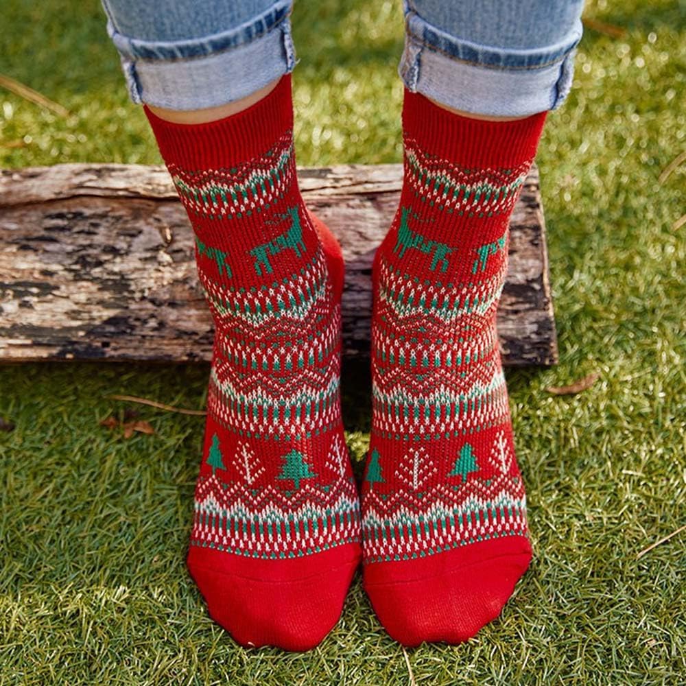 Women's Cotton Blend Knit Crew Socks, Soft Everyday Nordic Style Set – Colorful Patterns, Made in Korea - Image 8