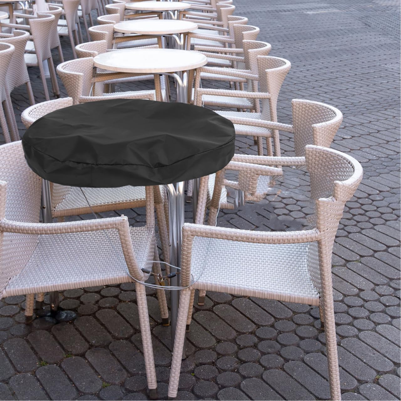 VICASKY Housse de protection ronde en tissu Oxford de 100 cm de diamètre - Résistante aux intempéries - Pour braseros de jardin et tables de barbecue en plein air