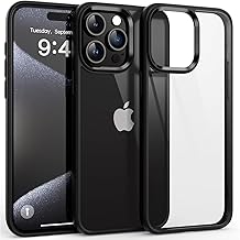 CZARTECH Native Back Cover for iPhone 15 Pro Max Clear case (TPU + Tough Polycarbonate Back I 6 ft Drop Protection Tested I Matte Black - Transparent I No Yellowing)