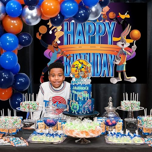 Miniatura 6 de 183 decoraciones de fiesta de cumpleaños, decoraciones de fiesta de baloncesto, incluye telón de fondo, arco de globos, globos de aluminio,