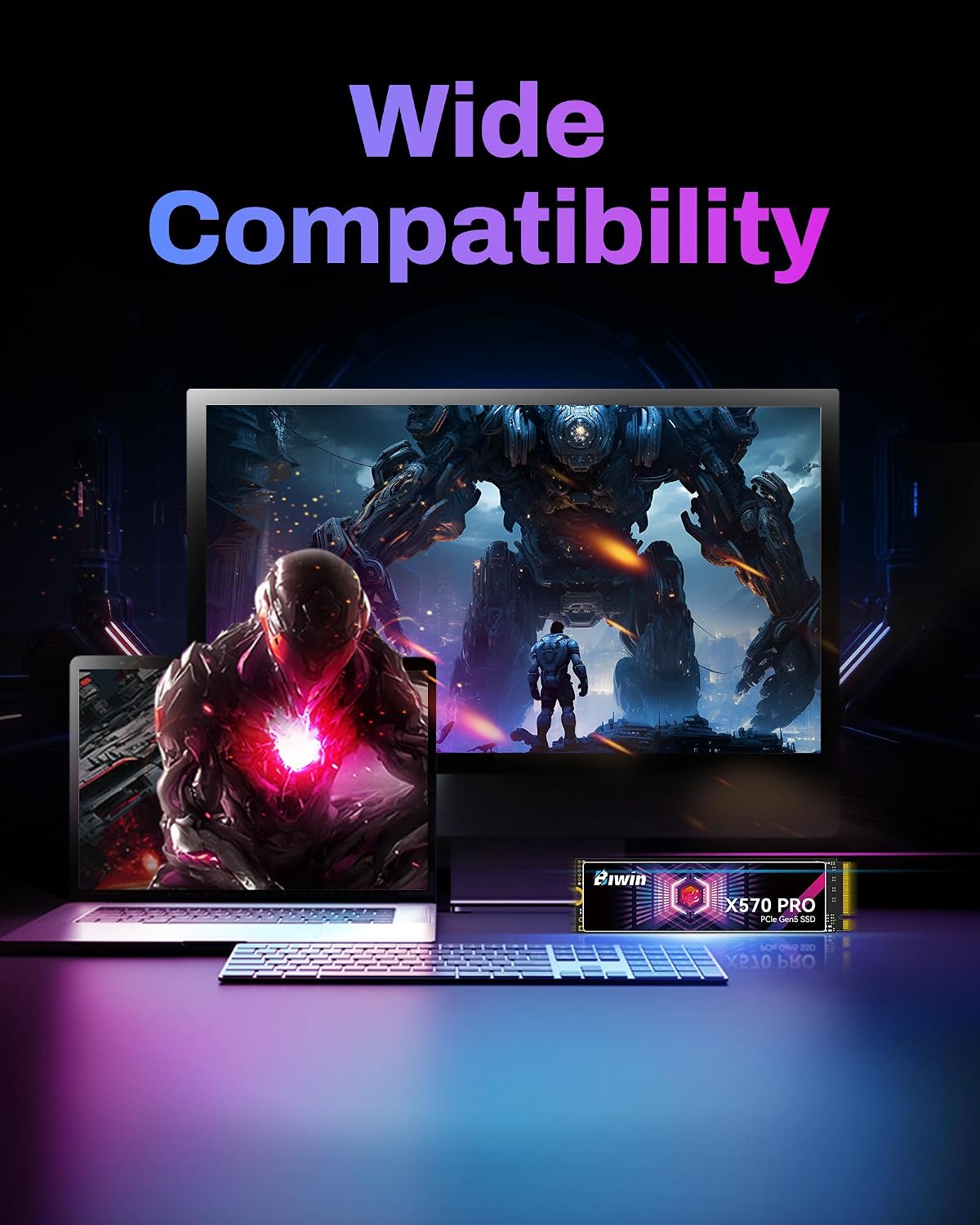 BIWIN Black Opal X570 PRO 2TB SSD Gen5×4 velocidad de lectura de hasta 14000 MB/s, NVMe M.2 2280 PCIe unidad interna de estado sólido para juegos con controlador de 6 nm para laptop y escritorio 8